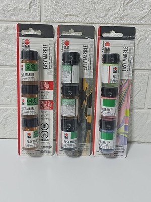 Marabu Easy Marble Art Paint , Set of 9 15ml Jars, 6 Colors And 3 Clear Germany