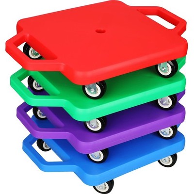Jerify 4 Pieces Sports Scooter Board with Handles Plastic Casters Floor Sitti...