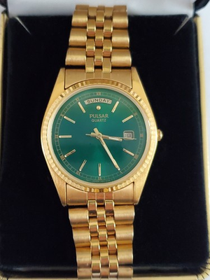 #ad #ad Seiko Pulsar President Day Date Gold Plated 1990#x27;s Men#x27;s Vintage Japan V544 8A00 $95.00