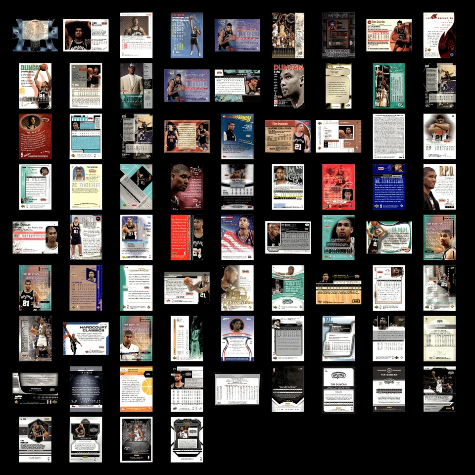 Lote 76 tarjetas de baloncesto Tim Duncan Rookie 1997 Press Pass Netburners juego troquelado Foto 2 de 4