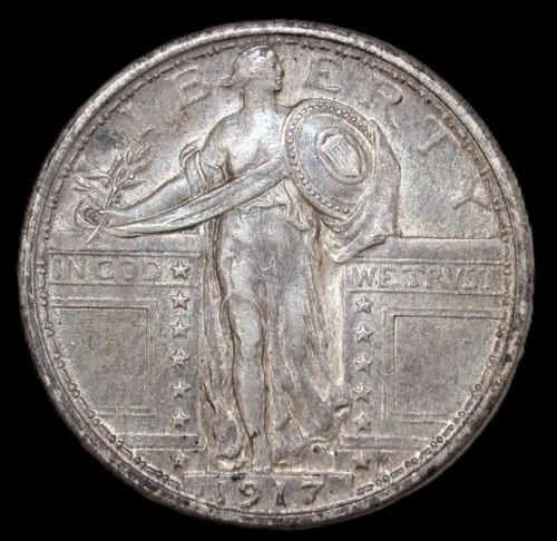 1917 25C Type 1 Standing Liberty Quarter- CHOICE AU / FREE SHIPPING- SMH-510