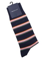 GANT 1 Pack Multi Stripe Socks OS Navy Cotton Unisex Logo