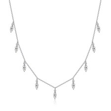 Marquise Pendant Necklace 925 Sterling Silver 3x6mm Adjustable Women Jewelry