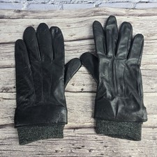 Dockers Mens Black Leather Gloves With Lining Black Size Large