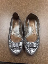 Salvatore Ferragamo Vara Metallic Silver Bow Patent Leather Pumps Size unknown