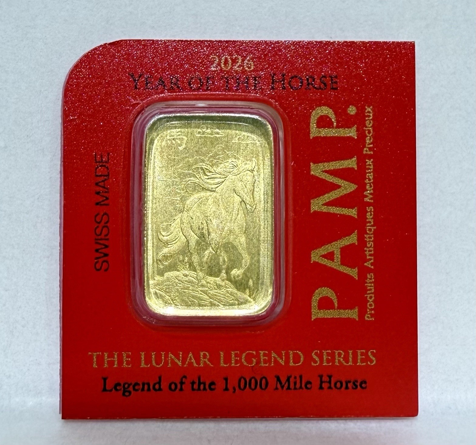 2026 1 Gram PAMP Suisse Lunar Legends Horse Multigram Gold Bar