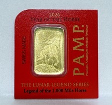 2026 1 Gram PAMP Suisse Lunar Legends Horse Multigram Gold Bar 5854.30 per troy oz