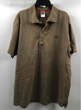The North Face Mens Olive Green Short Sleeve Button Collared Polo Shirt Size L