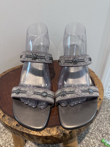 Ann Marino Store Display Beaded Silver Sandals Size 9.5