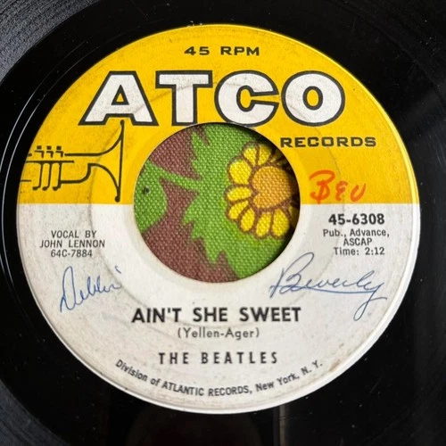 Beatles Ain't She Sweet / Child 7" 45 RPM Vinyl Record Atco 6308 G