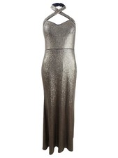 Xscape Women's Allover Sequin Crisscross Halter Gown