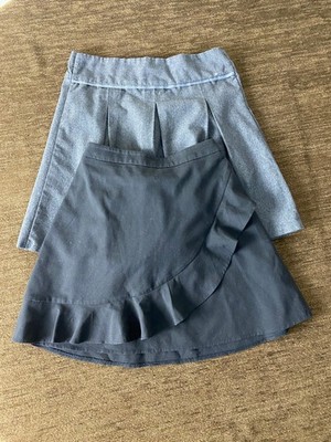 TU & George 2 x Röcke grau schwarz Schulmädchen Uniform 8-9 Jahre