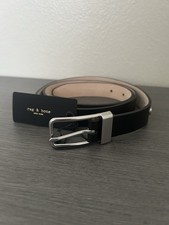 Rag  Bone Men  s Black Corey Slim Leather Belt Size 34 New With Tags