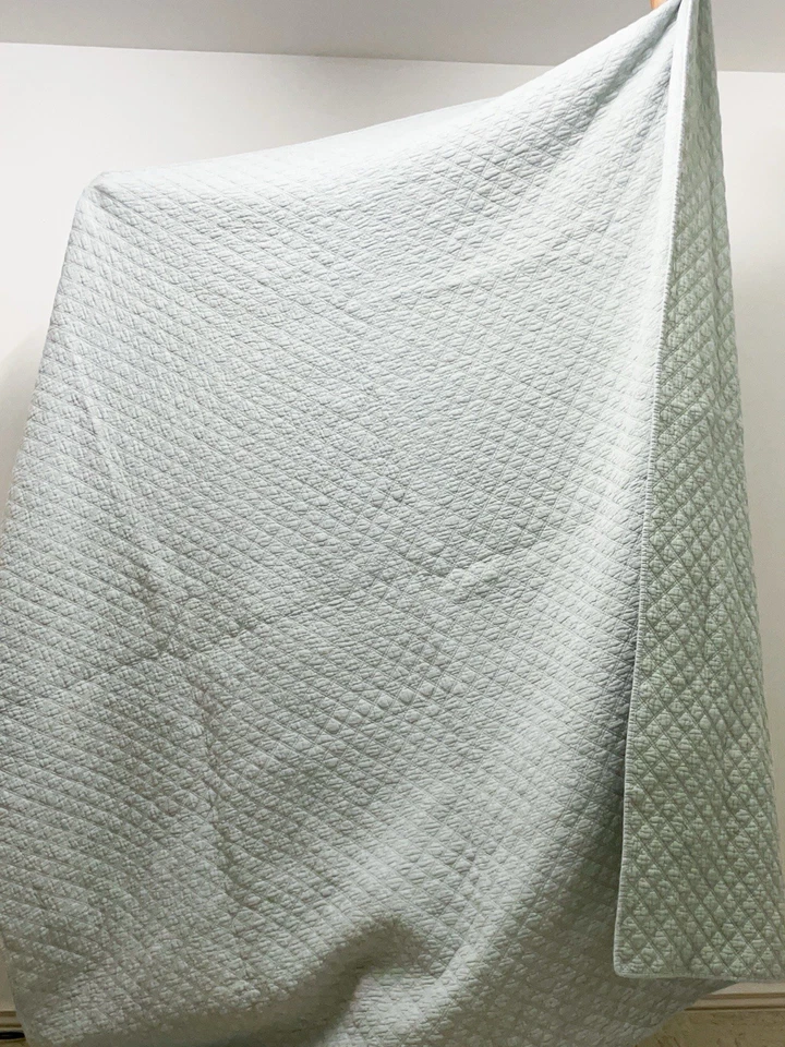 "Manta acolchada de lino y algodón BROOKS BROTHERS verde espuma de mar talla Queen 88""x92""" Foto 4 de 4