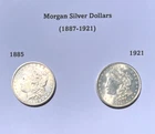 Lot of 2 Extremely Fine Morgan Silver Dollars, AU, 90% Silver, High Luster.