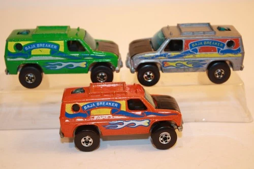 Three (3) Vintage 1977 Hot Wheels Speedway Specials Baja Breaker Van Trucks