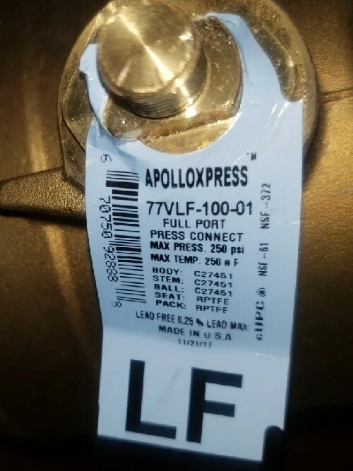 77VLF-100-01 - Válvula de bola forjada de extremo de prensa sin plomo de 3" Foto 2 de 4