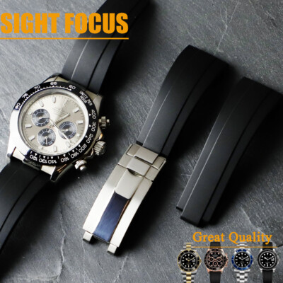 20mm 21mm Gummi Uhrenarmband für Rolex Daytona Yacht Master Sky Dweller GMT Band