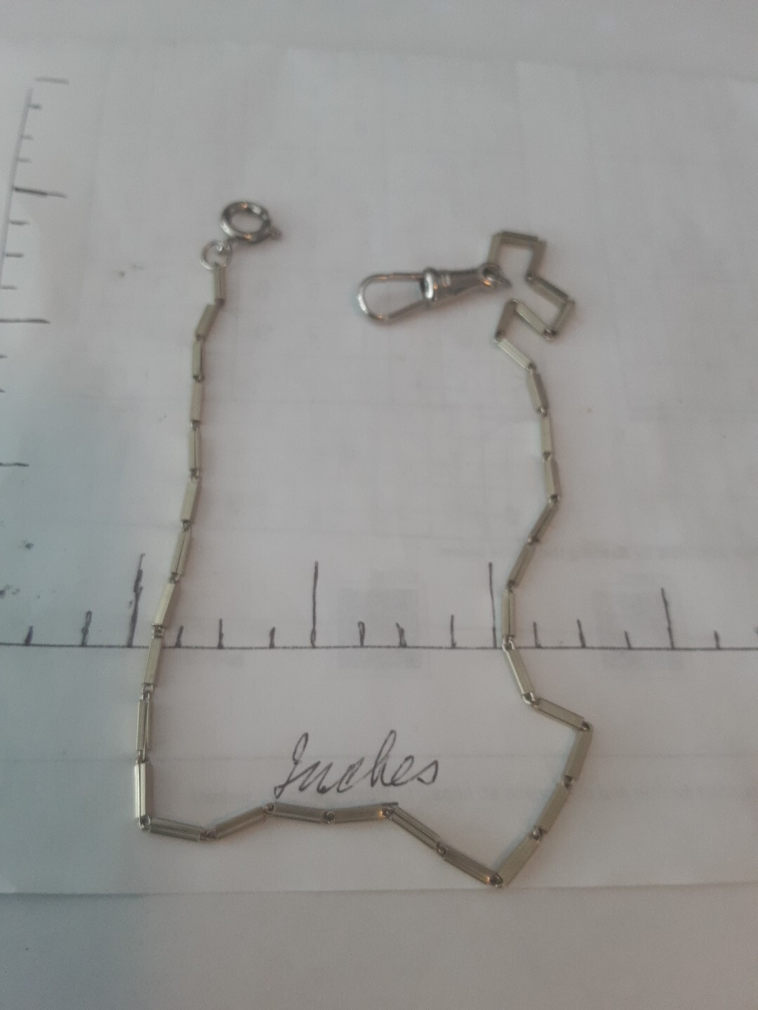 Early 1900s Silver Tone Fancy Pocket Watch Chain 15 Inches Vintage Used