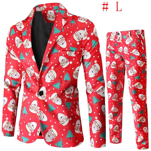 Mens Christmas Blazer Festive Coat Print Suits Jacket Xmas Party Jacket Costumes - Picture 47 of 54