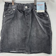 Cat  Jack Denim Skirt L 10/12 GirlsPaper Bag Waist Distressed Black Above Knee