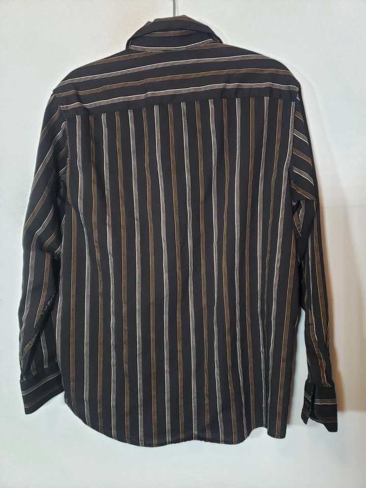 Concepts by Clairborne Black Striped casual dress shirt size M - Image 3 of 3