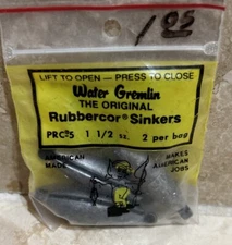 Water Gremlin Rubbercor Sinkers PRC-5 1 1/2 Size Sinkers-3 RARE VINTAGE