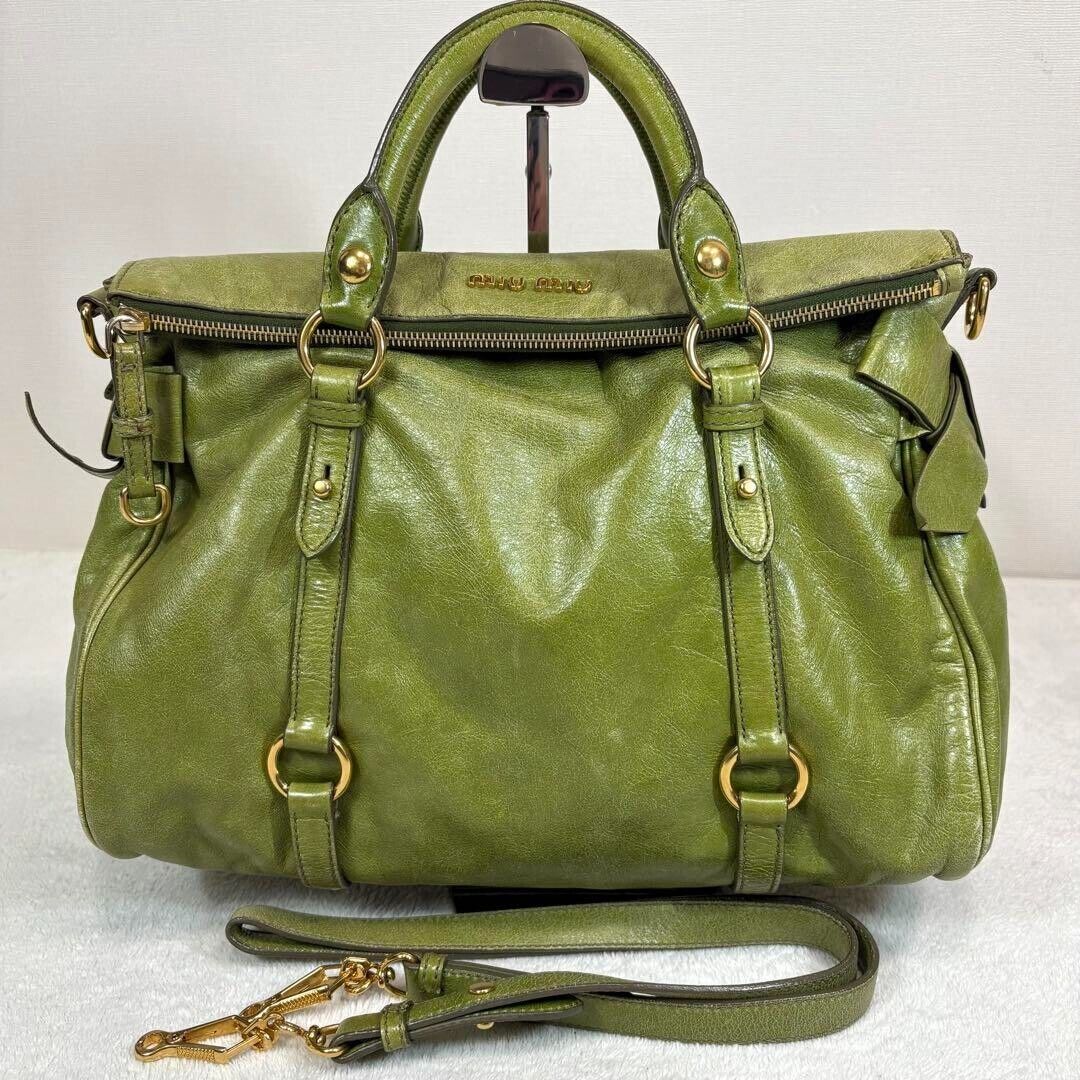 Miu Miu VITELLO LUX 2way Shoulder Bag Side Ribbon Women's Miu Miu VITELLO LUX 2way Shoulder Bag Side Ribbon Women's