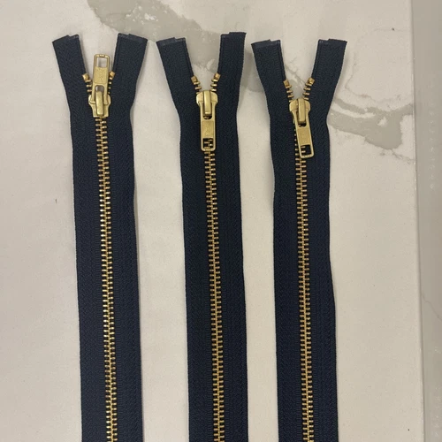 Lot Of 3 Navy Medium Weight Jacket Zipper YKK Brass Separating 30”