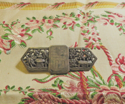 Broche Ancienne En Argent Massif - Style Chinois Asiatique - 7 Cm, 19.7 Grammes - Occasion