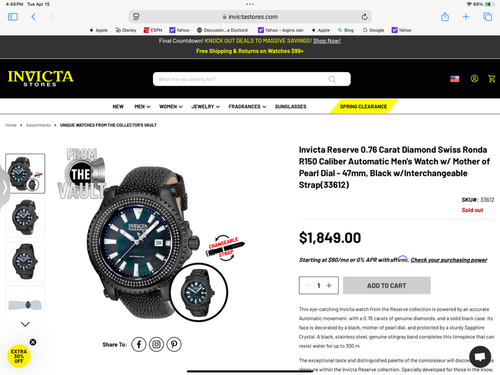 INVICTA SWISS RESERVE DIAMOND PRO DIVER MODEL 33612 SAPPHIRE CRYSTAL LE#795/999 - Picture 9 of 10