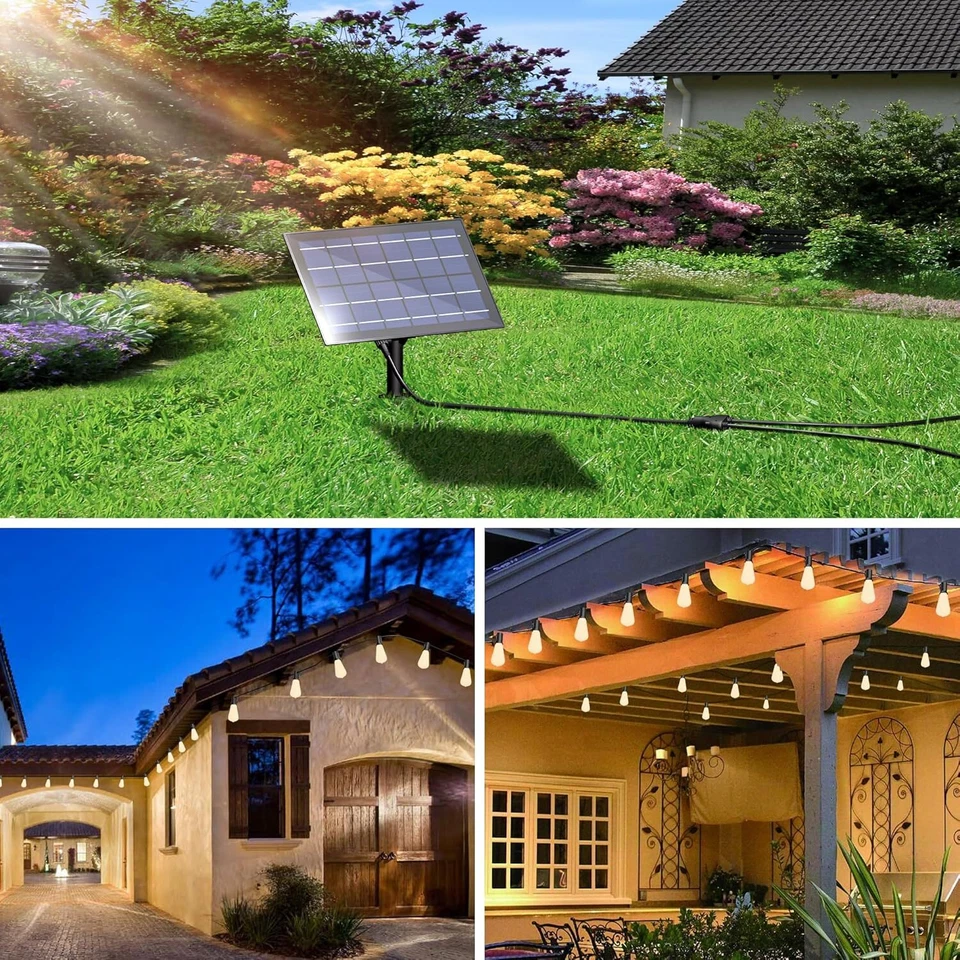 30M Solar Power Bulb String Lights LED Garden Lamp Outdoor Fairy Summer Decor UK - Image 4 of 4