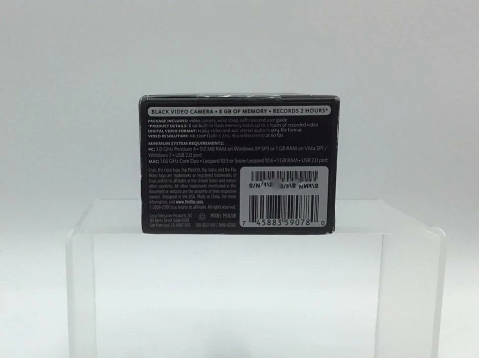 Boxed Flip MinoHD Camcorder Video Camera 8GB 2h - 3rd Generation Black (M31120B) - Image 2 of 3