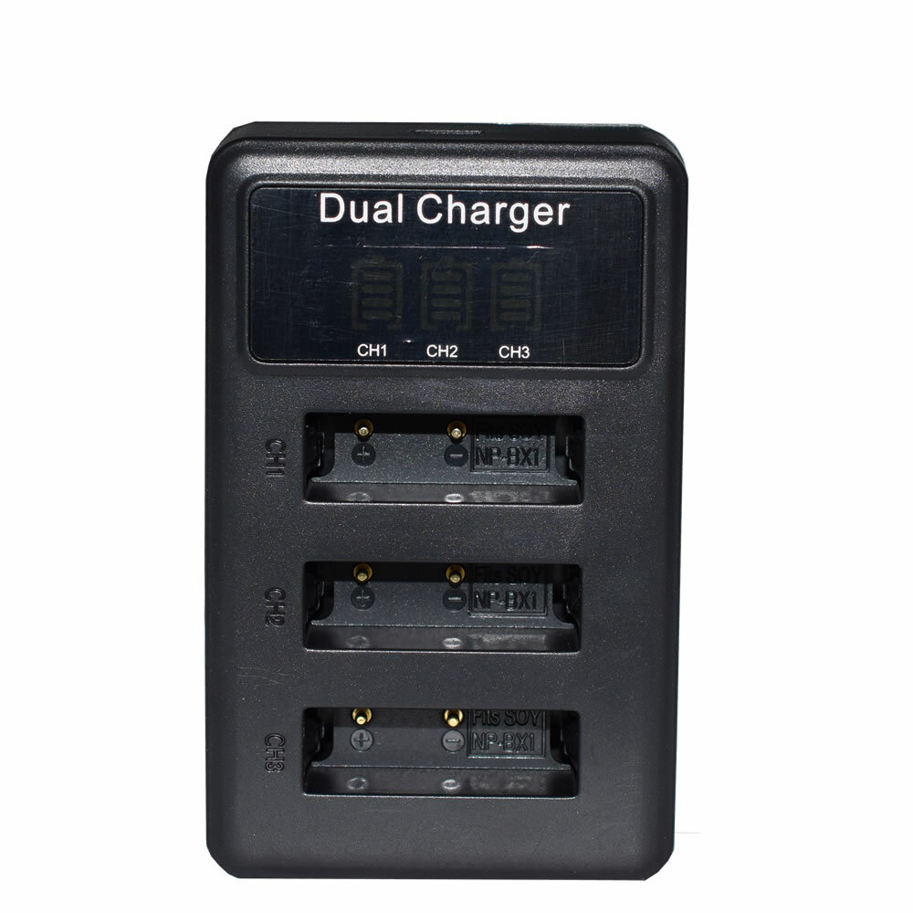 Vhbw Caricabatterie USB Duale Con Display Per Sony HDR-CX405, HDR-CX440 - Stazione Di Ricarica 2 Slot, Sostituisce BC-CSXB, 4,2V