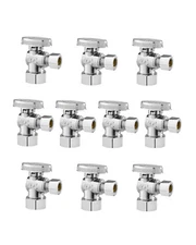 10-Pack Angle Stop Valve 1/4 Turn 5/8" OD (1/2" NOM) x 3/8" OD Compression