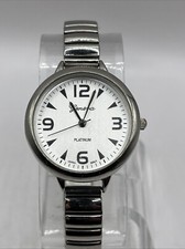 Geneva Platinum Women's Quartz Watch Silver Stretch Band 32mm Case- New Battery