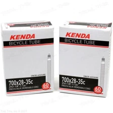 Two (2) Pack Kenda 700 x 28-35c 60mm Threaded Presta Valve Road Bike Inner Tubes