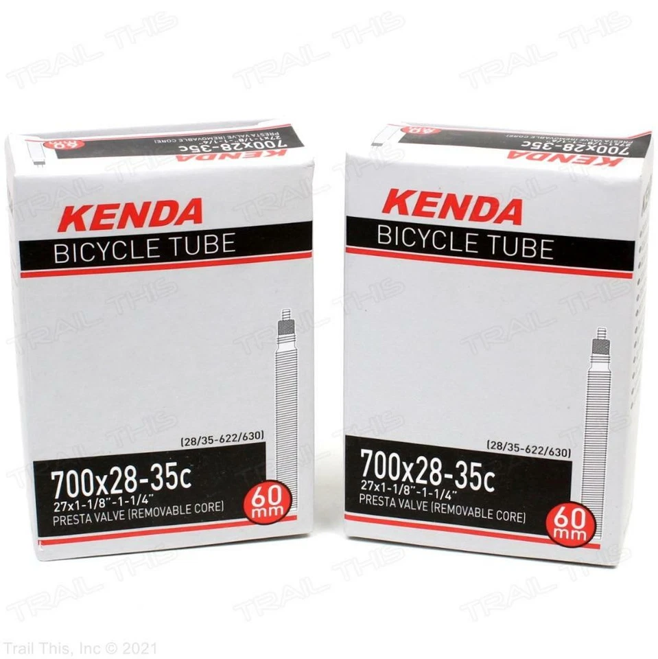 Two (2) Pack Kenda 700 x 28-35c 60mm Threaded Presta Valve Road Bike Inner Tubes