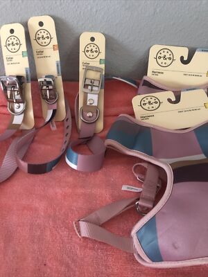 Bond Pink Colorblocked Reversible Dog Harness, Collar