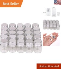 100 Small Clear Glass Bottles with Aluminum Screw Lids   Perfect for Crafting