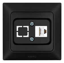 1 Fach Schwarz 6.a CAT7 ISDN Dose Netzwerkdose komplett mit Rahmen einbaufertig