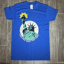 Vtg 1980s Statue of Liberty I helped Save the Lady Thin USA Youth Large Shirt