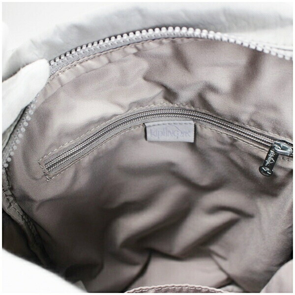 Authentic Kipling Rucksack Nylon Light Gray Used … - image 9