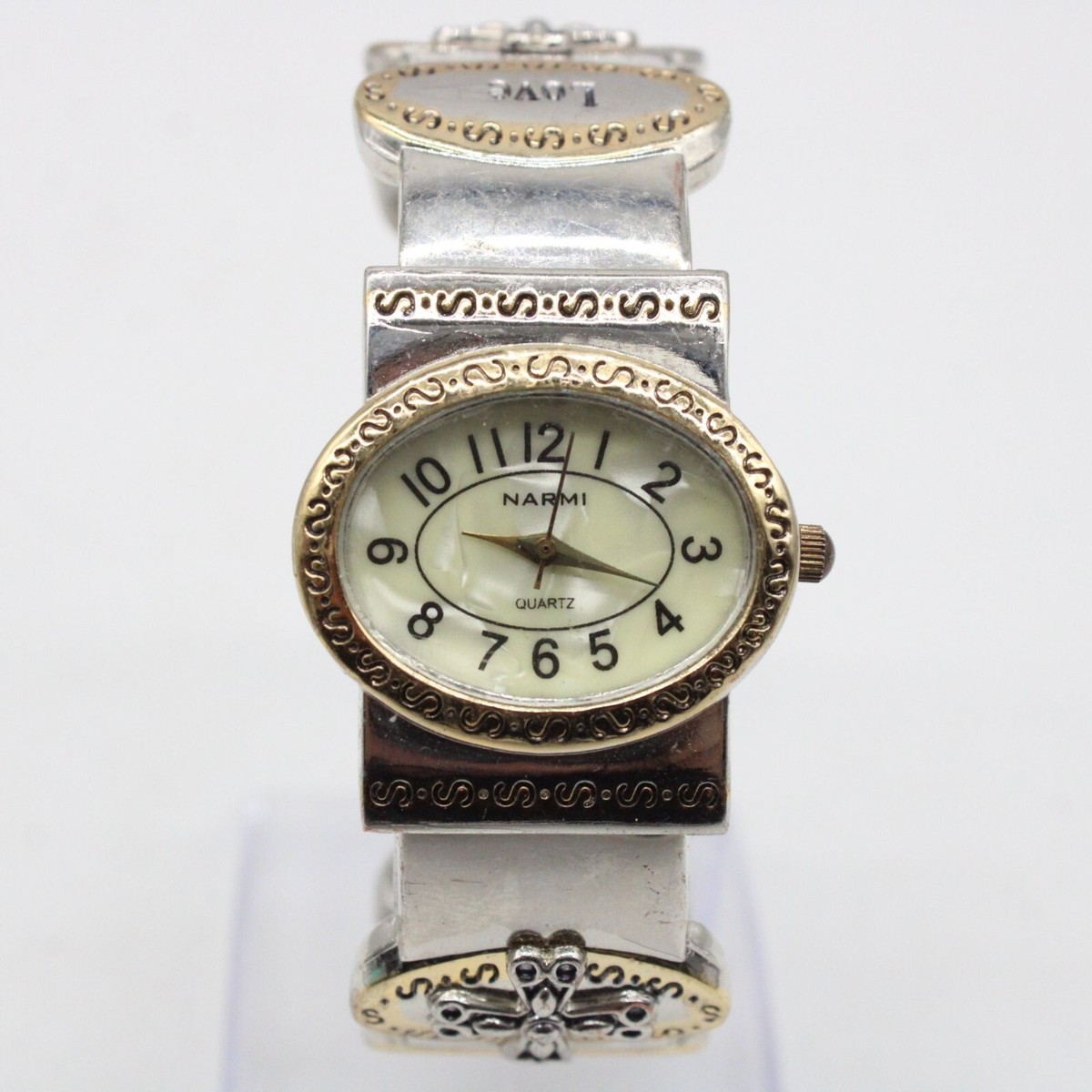 B1923 lepord print narmi watch‎ cuff needs batteries vintage display picture 1