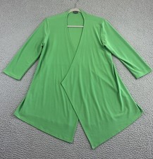 Clara Sun Woo L Green Drape Topper Jacket Lagenlook Stretch Kimono Art-to-wear
