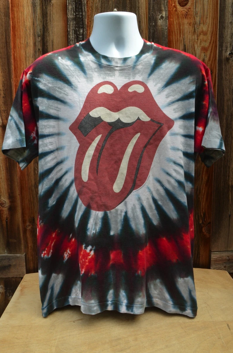 Vintage 90s 1996 Rolling Stones 2-Sided Graphic Liquid Blue Tie Dye T Shirt XL