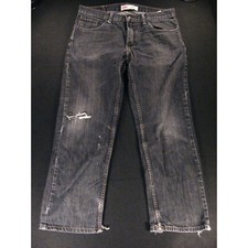 Vintage Levis 505 Boy's Black Jeans TAG 12 Husky Distressed Straight 32x27 Denim