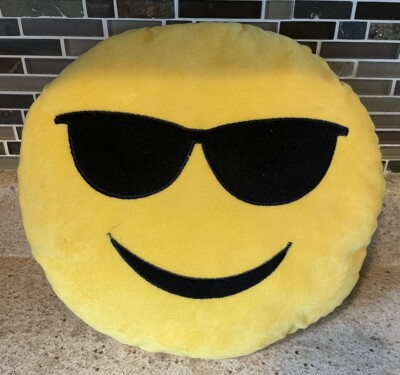 Emoji Emoticon Yellow Smiley Face Sunglasses Plush 11 Inches