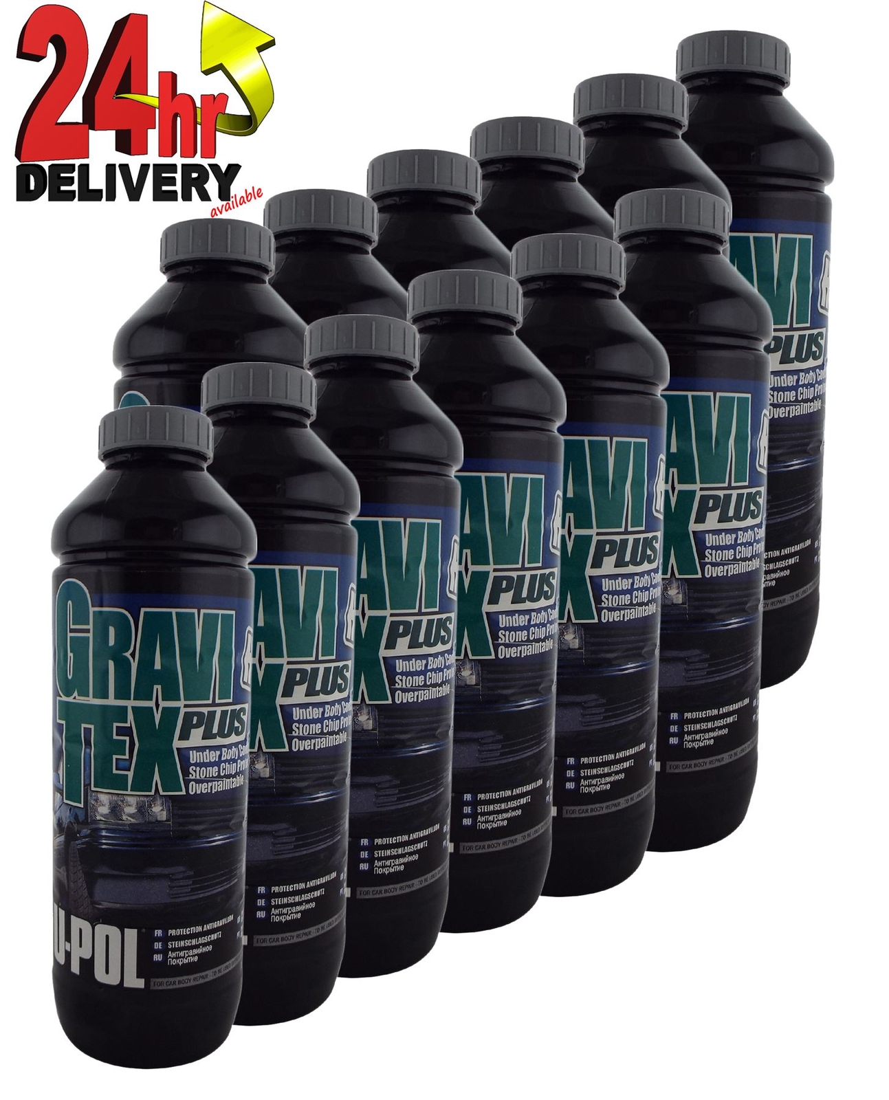 U-Pol GRAVITEX Stone Chip Overpaintable Protection Grey 1 Litre x 12 Upol