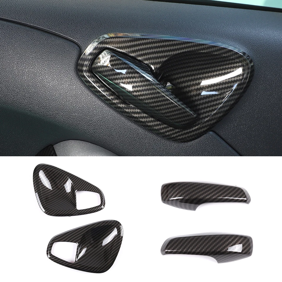 Compatível com 2011-2014 Smart Fortwo 451 tampa de acabamento de maçaneta de porta interior ABS fibra de carbono - Imagem 3 de 4